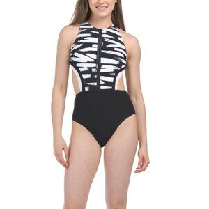 FREESPORT BY GOTTEX Blk/wht Printed One-piece Swimsuit